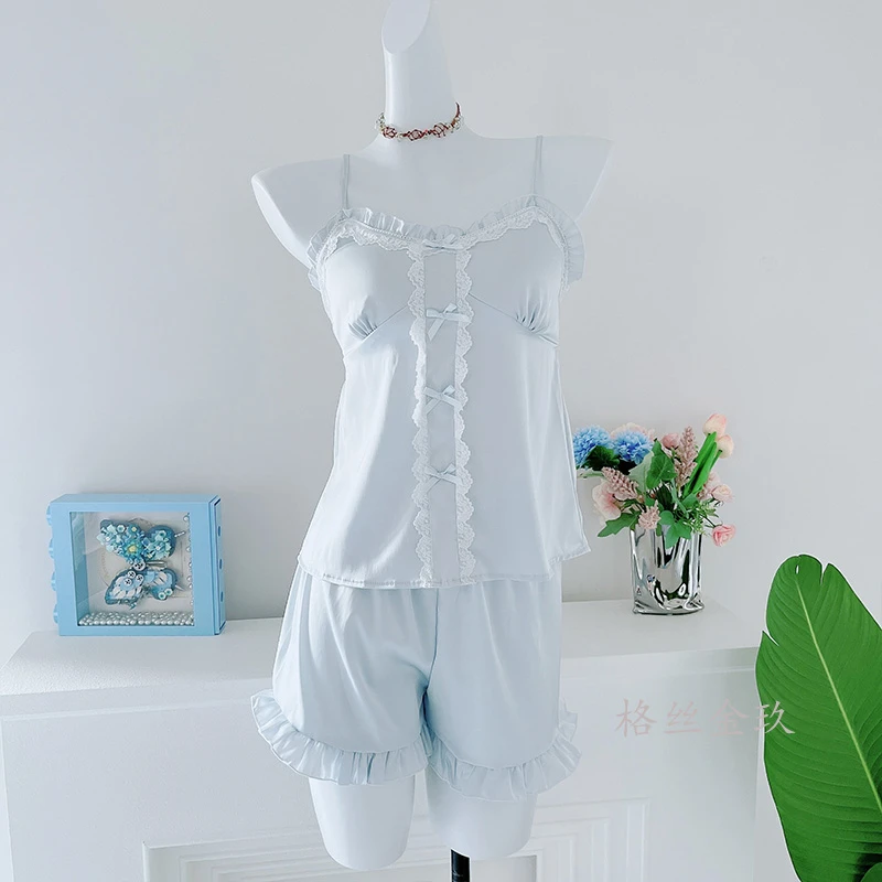 夏日续写*甜甜纯欲睡衣*吊带短裤两件套*带胸垫