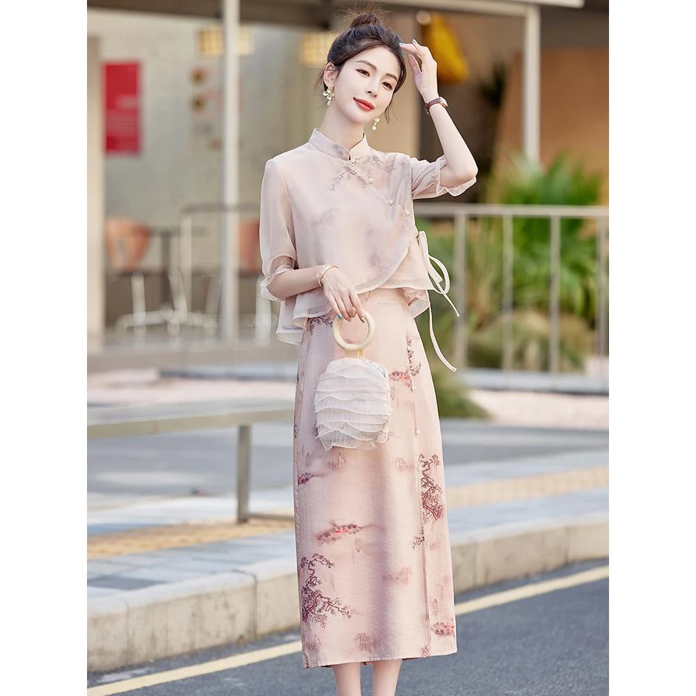 新中式国风套装裙女2025新款夏季两件套气质时尚今年流行漂亮绣花