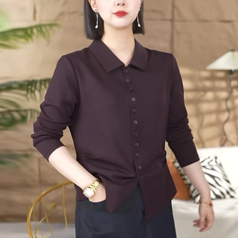 2025秋季新款长袖衬衫女洋气减龄休闲收腰显瘦叠穿内搭打底上衣