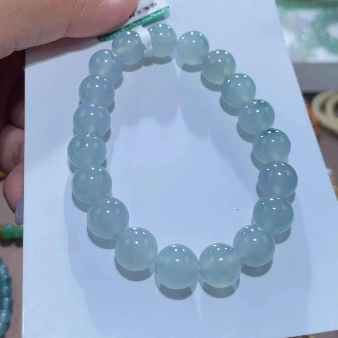 未镶嵌手链翡翠冰蓝飘花手串