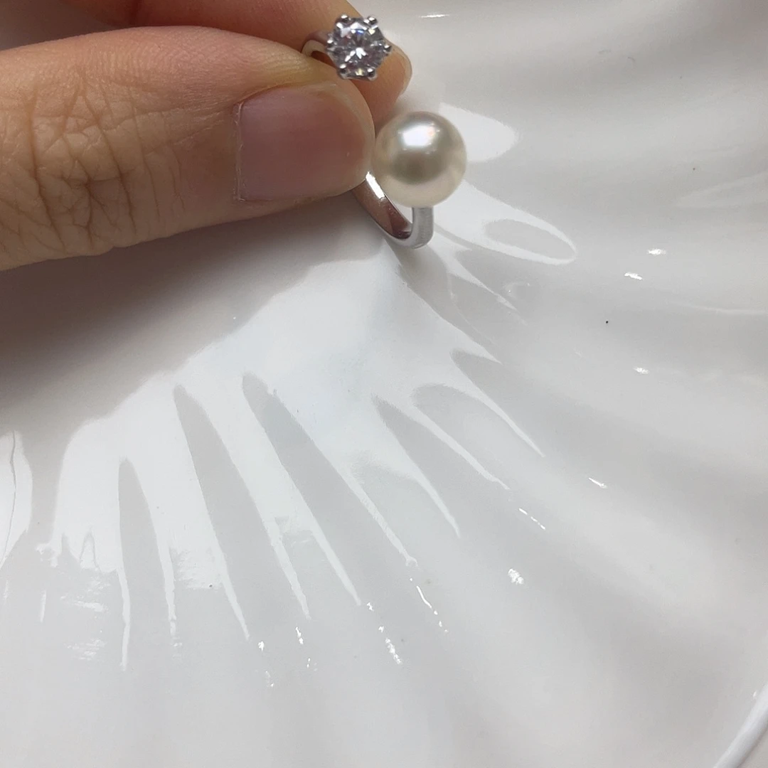 海水珍珠戒指银S925镶嵌