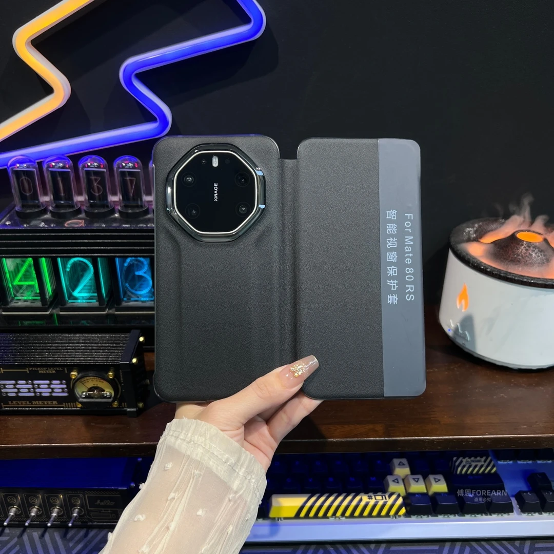 适用于华为mate80rs非凡大师手机壳mate80sr智能翻盖保护套皮套