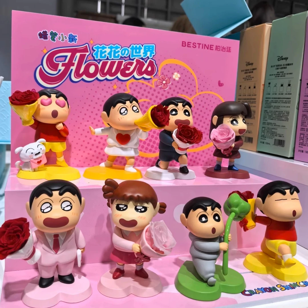 蜡笔小新盲盒永生花花花世界手办公仔情人节礼物蜡笔小新盲盒正版