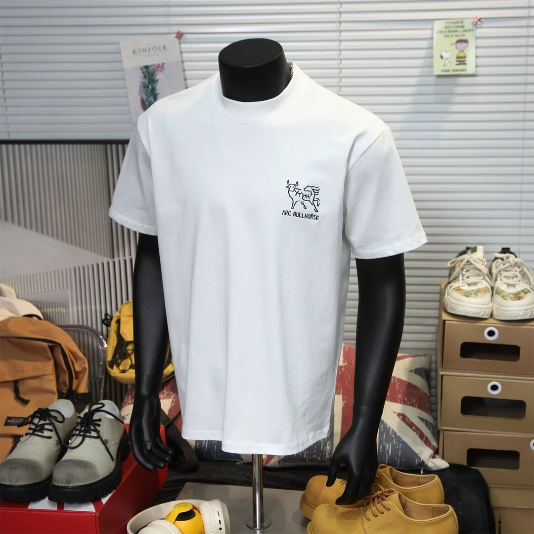 01028夏季潮牌港风复古简约刺绣字母休闲宽松短袖t恤