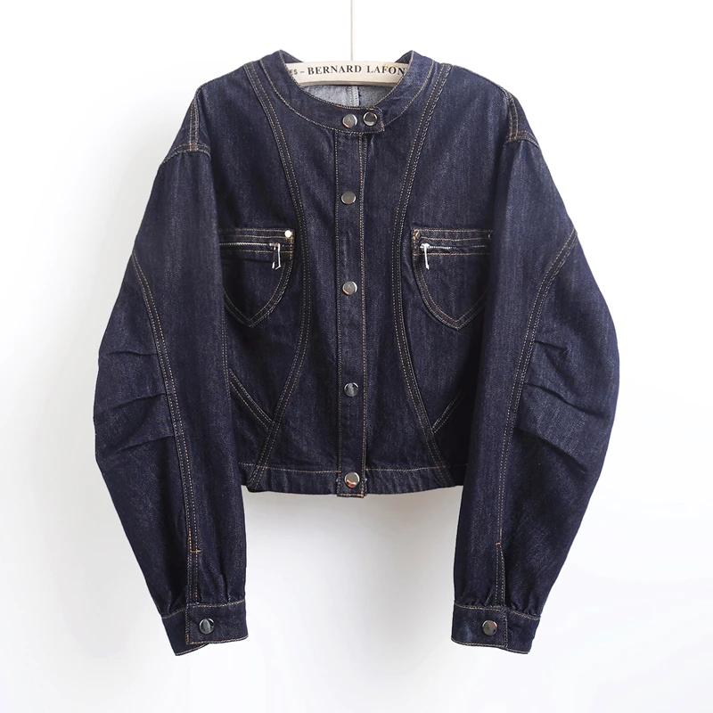 2025秋季新款欧货时尚立领牛仔外套女短款宽松机车休闲夹克上衣潮