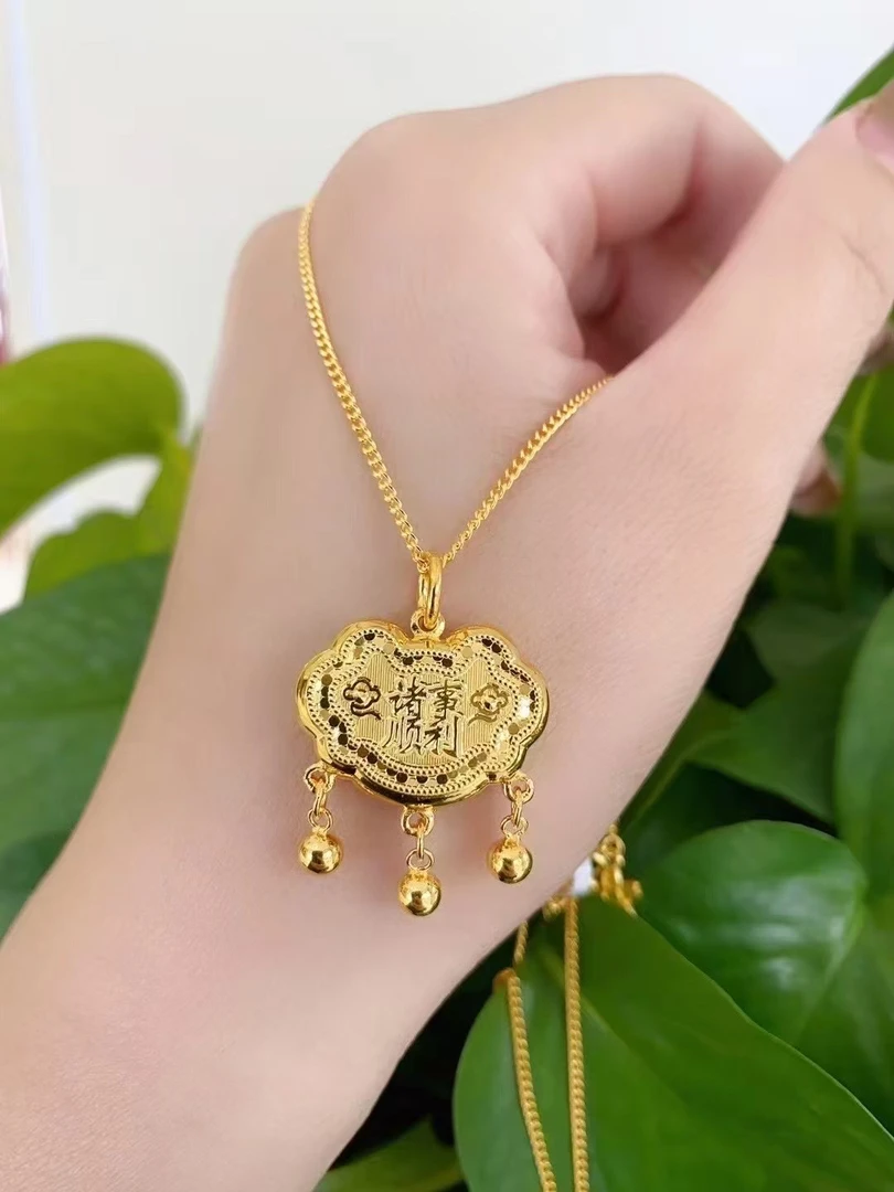 合金吊坠 镀金诸事顺利如意锁