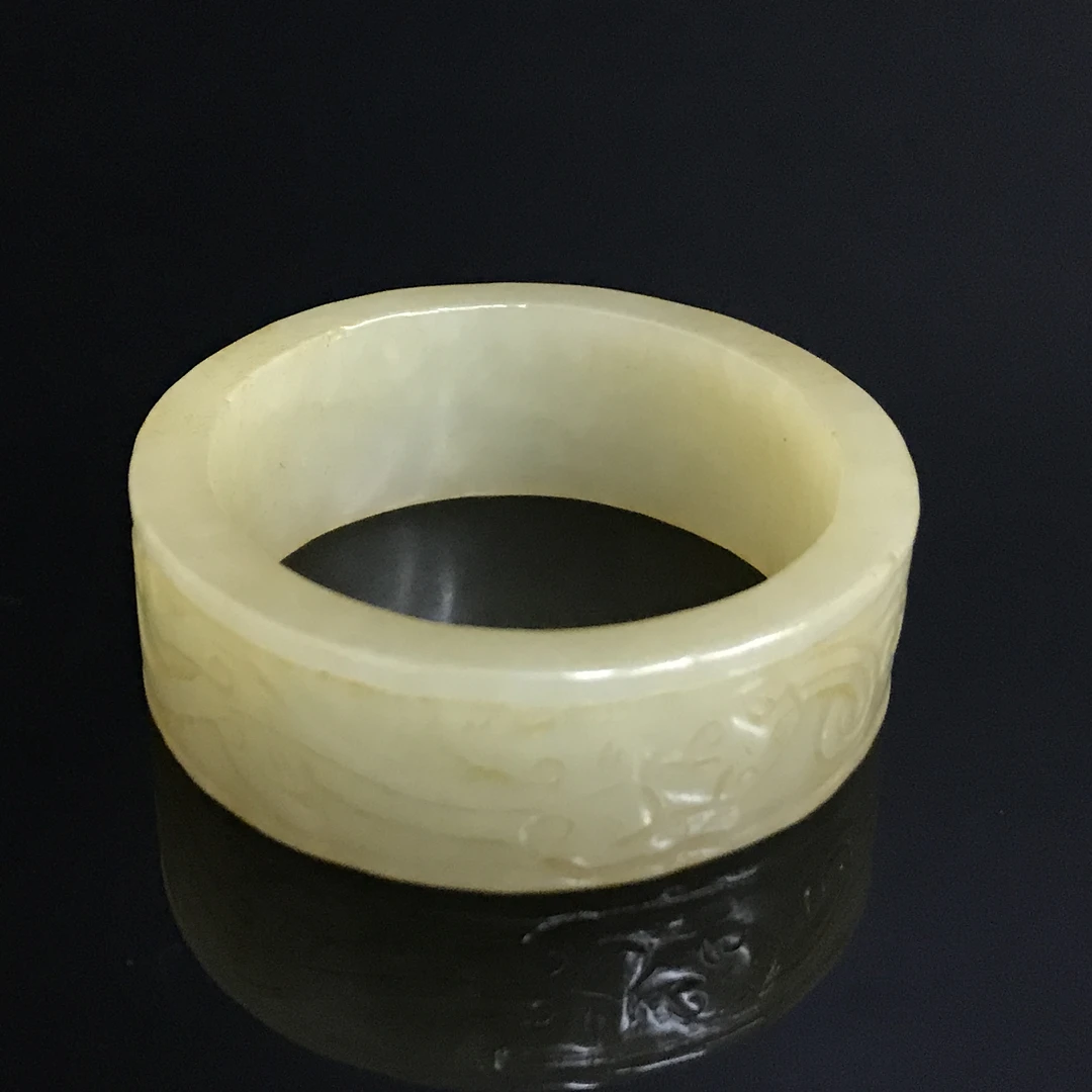 清代和田黄玉螭龙纹环/532527/收藏/传承/【友谊文物商店】