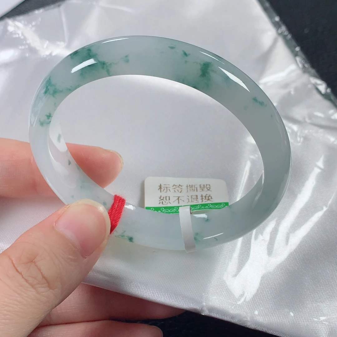 翡翠手镯未镶嵌缅甸天然翡翠手镯56贵妃