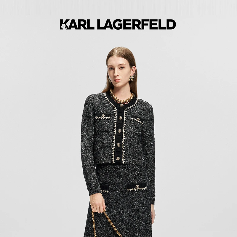 Z033【赵老板专属】KARLLAGERFELD新款经典香风针织开衫M21E2210
