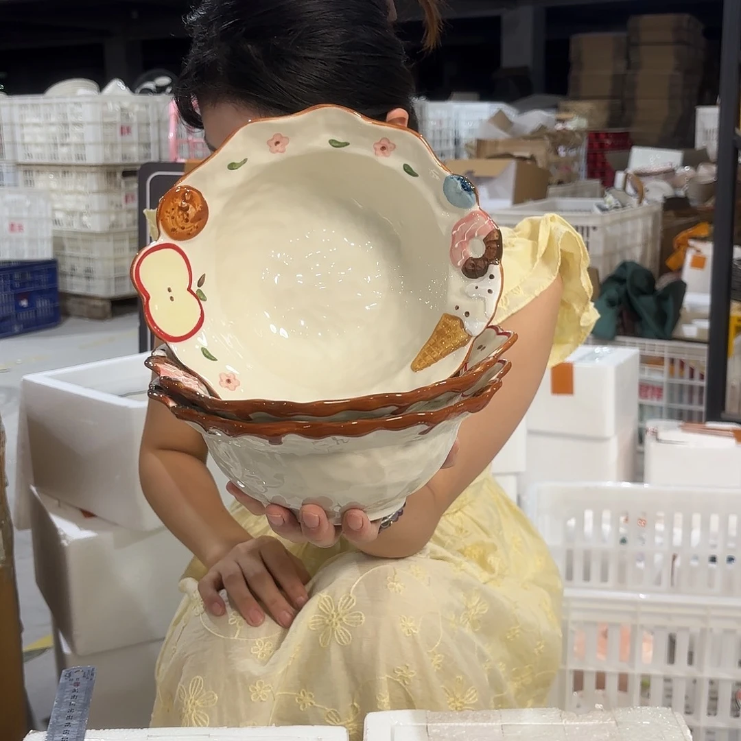 瓷微瑕陶瓷餐具釉下彩3个