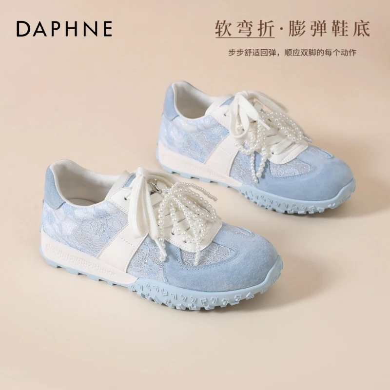 达芙妮芭蕾德训鞋女透气蕾丝2025新款夏季百搭网面薄款阿甘运动鞋