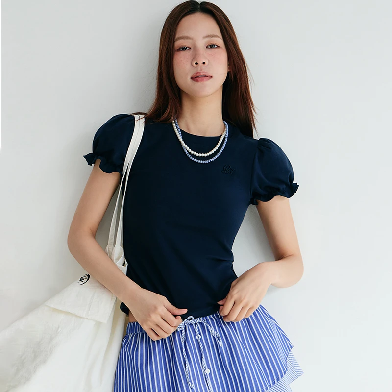 【希悦专属】PINPINPLUS「夏日泡泡」正肩基础款亲肤泡泡袖短袖T恤