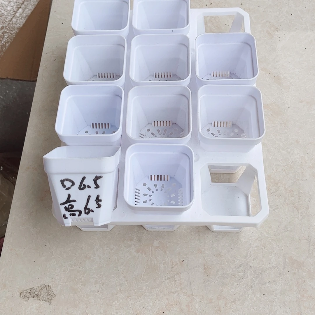 塑料田****螂加厚矮胖6.5白方盆36个盆带6拖架