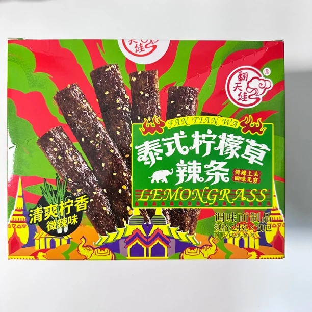 翻天娃泰式柠檬草辣条藤椒爆辣微辣童年解馋零食办公室休闲小吃