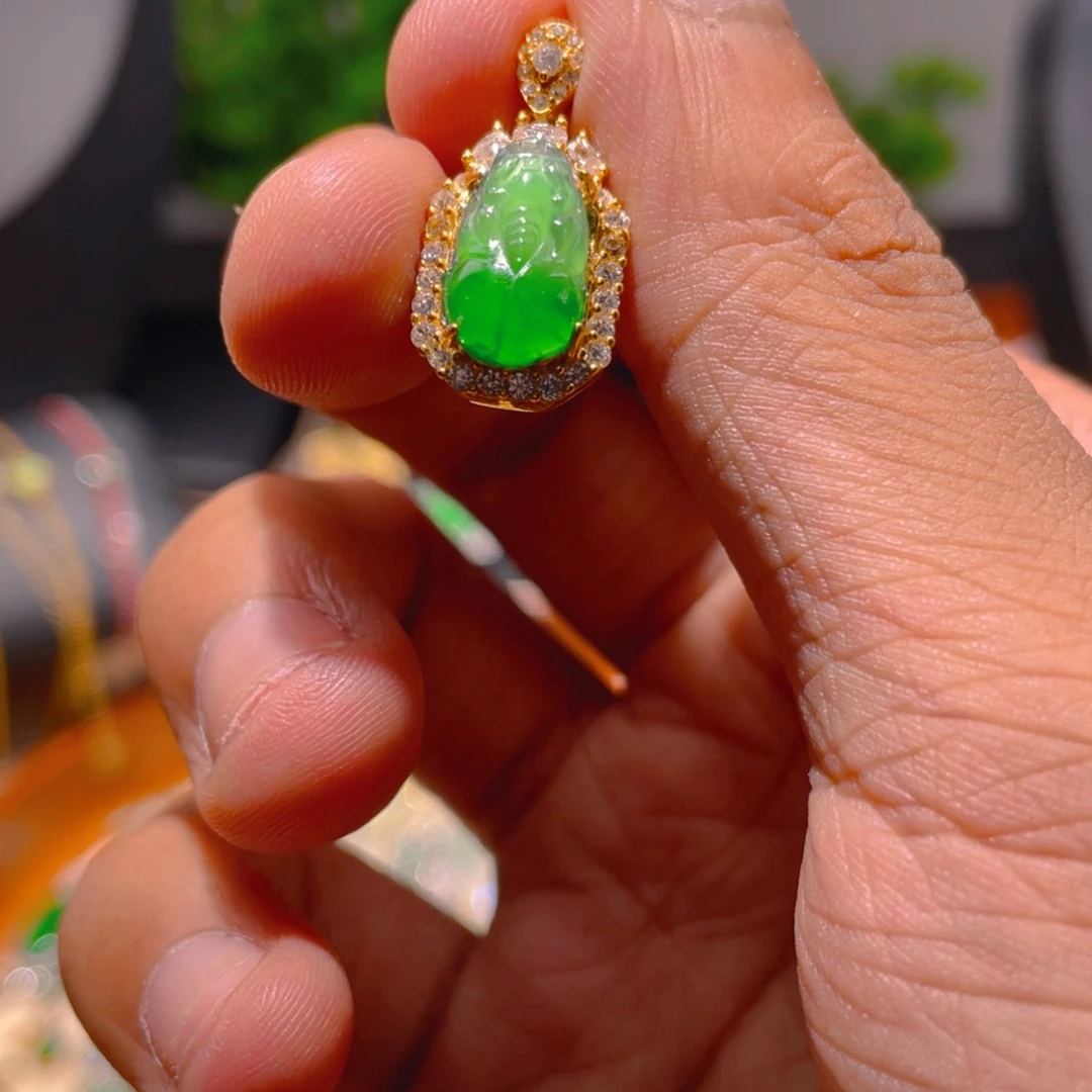 翡翠银S925镶嵌吊坠(不含链)