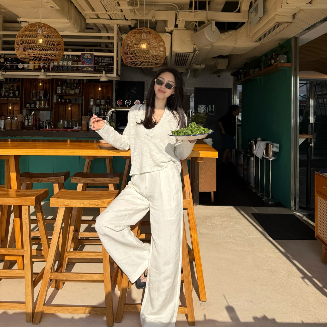 王嬛嬛MsLime25年’春和雨‘春季新款亚麻裤子 HD2A0496