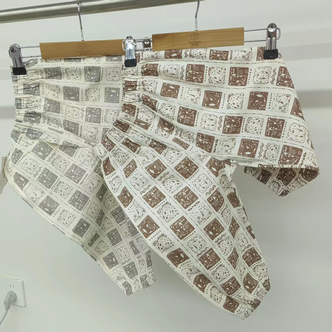 新款满印格子猫防蚊裤3110