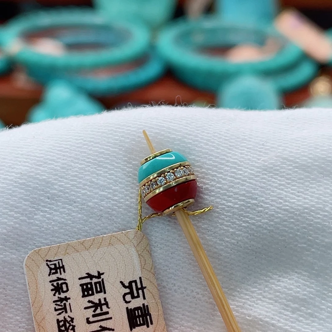 18K金镶嵌绿松石珠宝半成品