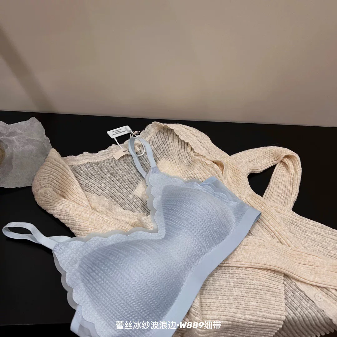 SU[猫家面膜小浪花]文胸蕾丝性感内衣薄款聚拢夏季双排搭扣舒适