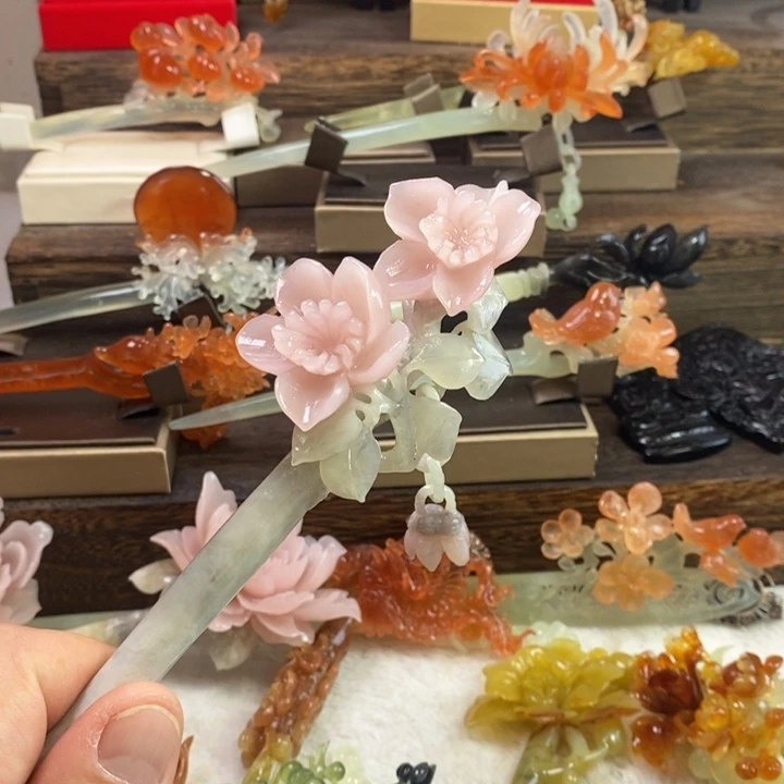 蛇纹石玉合金发饰