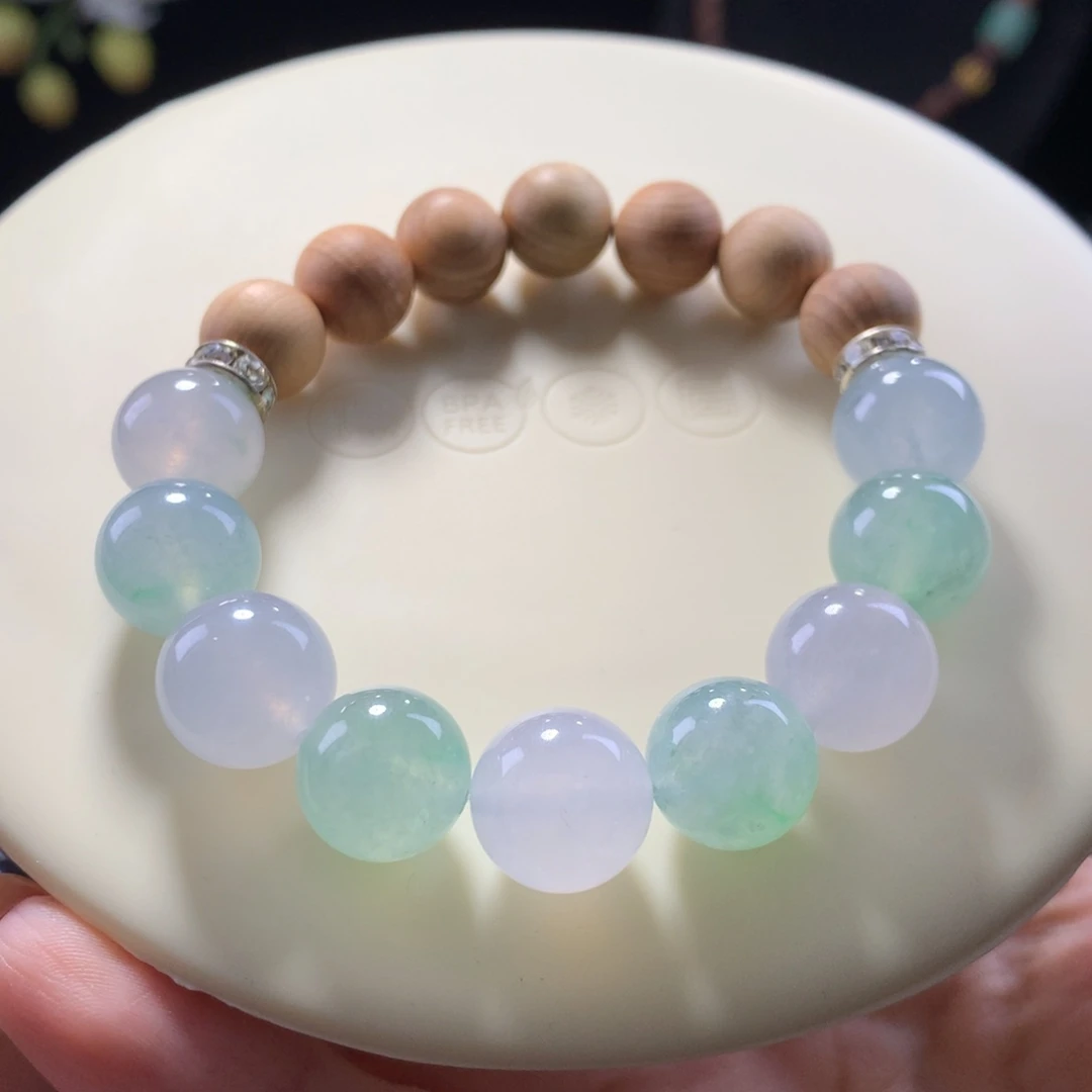 翡翠未镶嵌手串卡12特价双彩