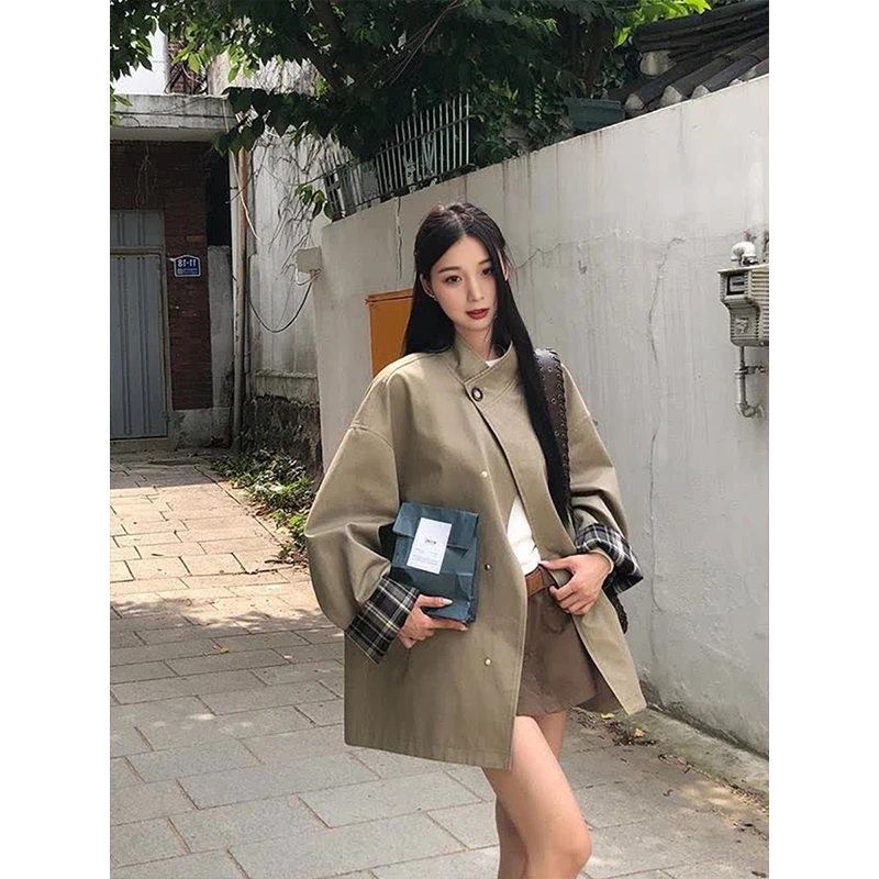 2025秋季新款高级感小个子短款风衣女宽松休闲短外套复古简约日系