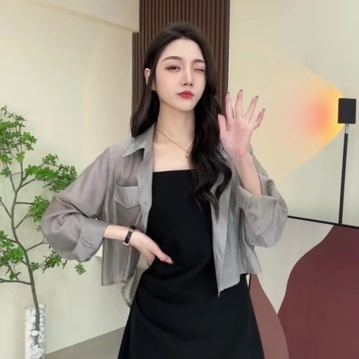 LUOSHI/2025年早春新款气质法式防晒衬衫外套