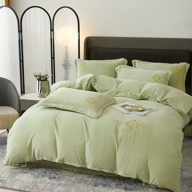 牛奶绒四件套 保暖加绒加厚简约双面