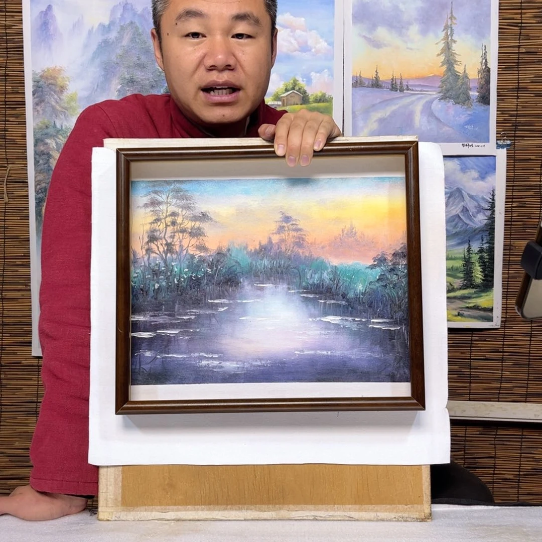 油画行路人小院绘画作品竞拍