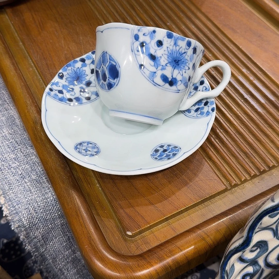 瓷蓝凛堂釉下彩咖啡杯一套特价微瑕