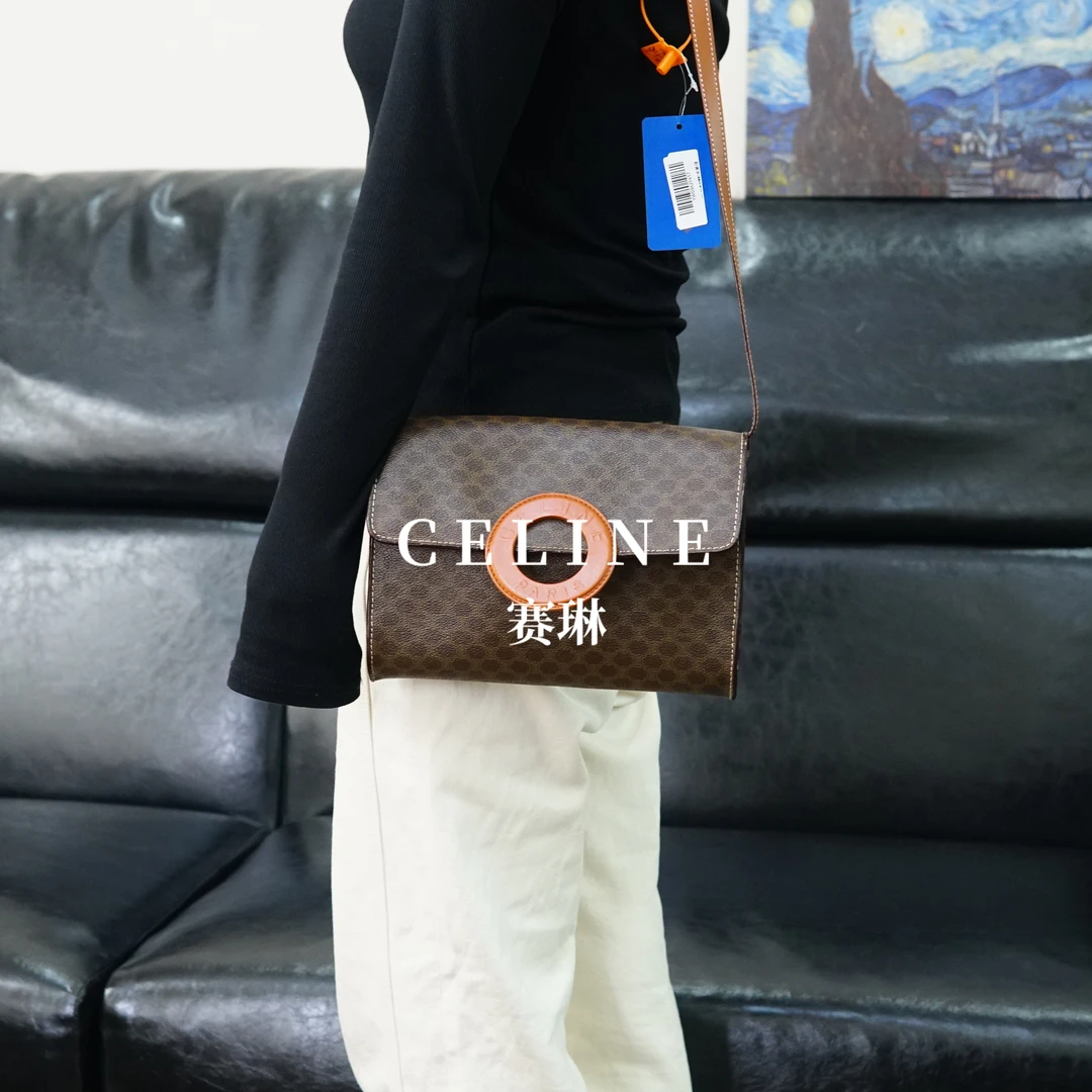 95新 Celine/思琳 老花斜挎包/YW03621417/1417