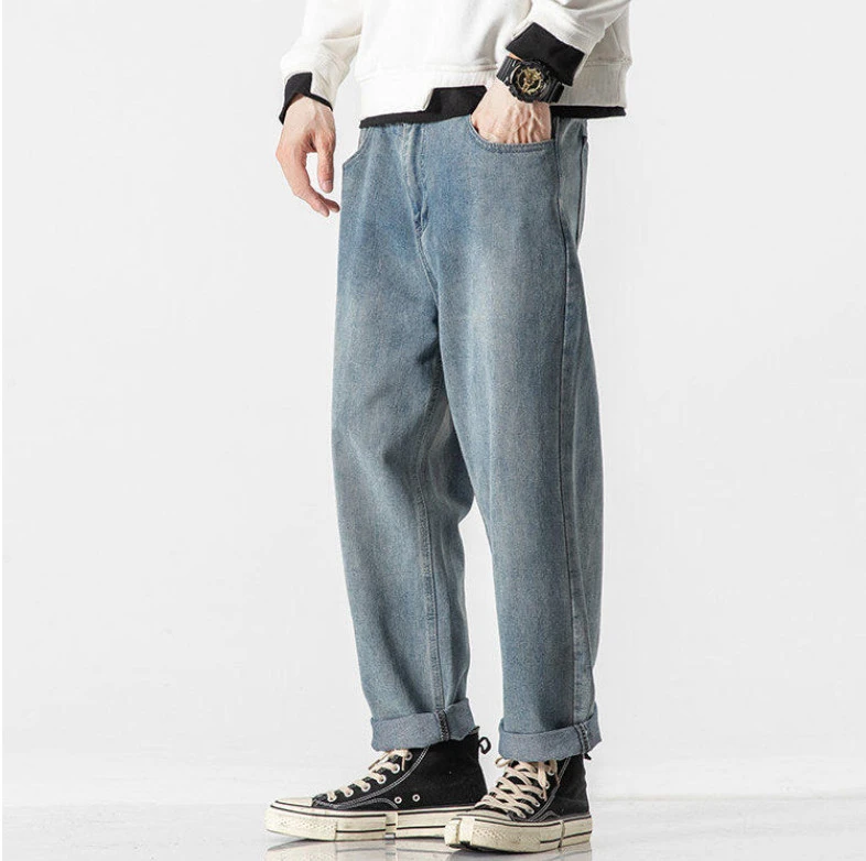 S3-24-A109春秋青少年港风潮流直筒宽松九分牛仔裤