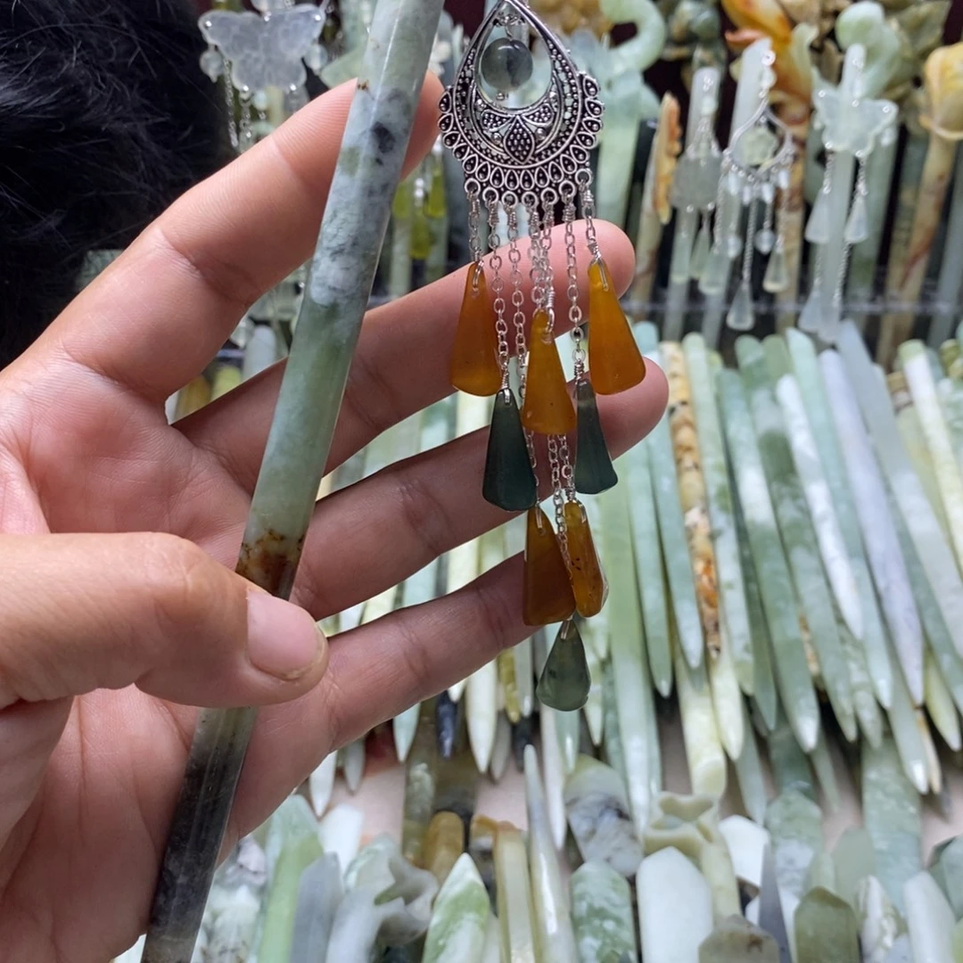 蛇纹石玉合金颈饰282