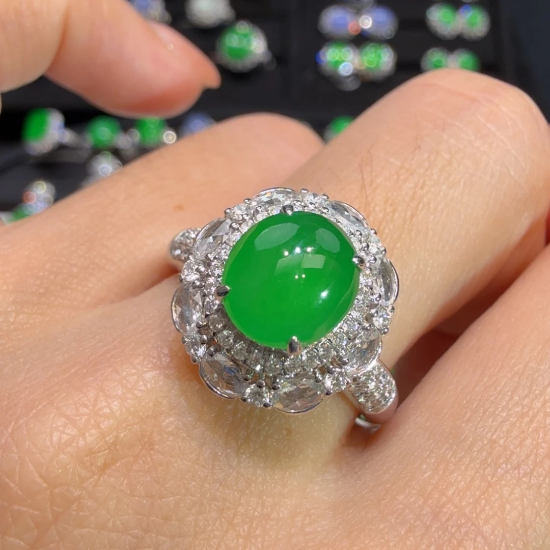 翡翠18K金镶嵌戒指收到货48小时鉴赏期