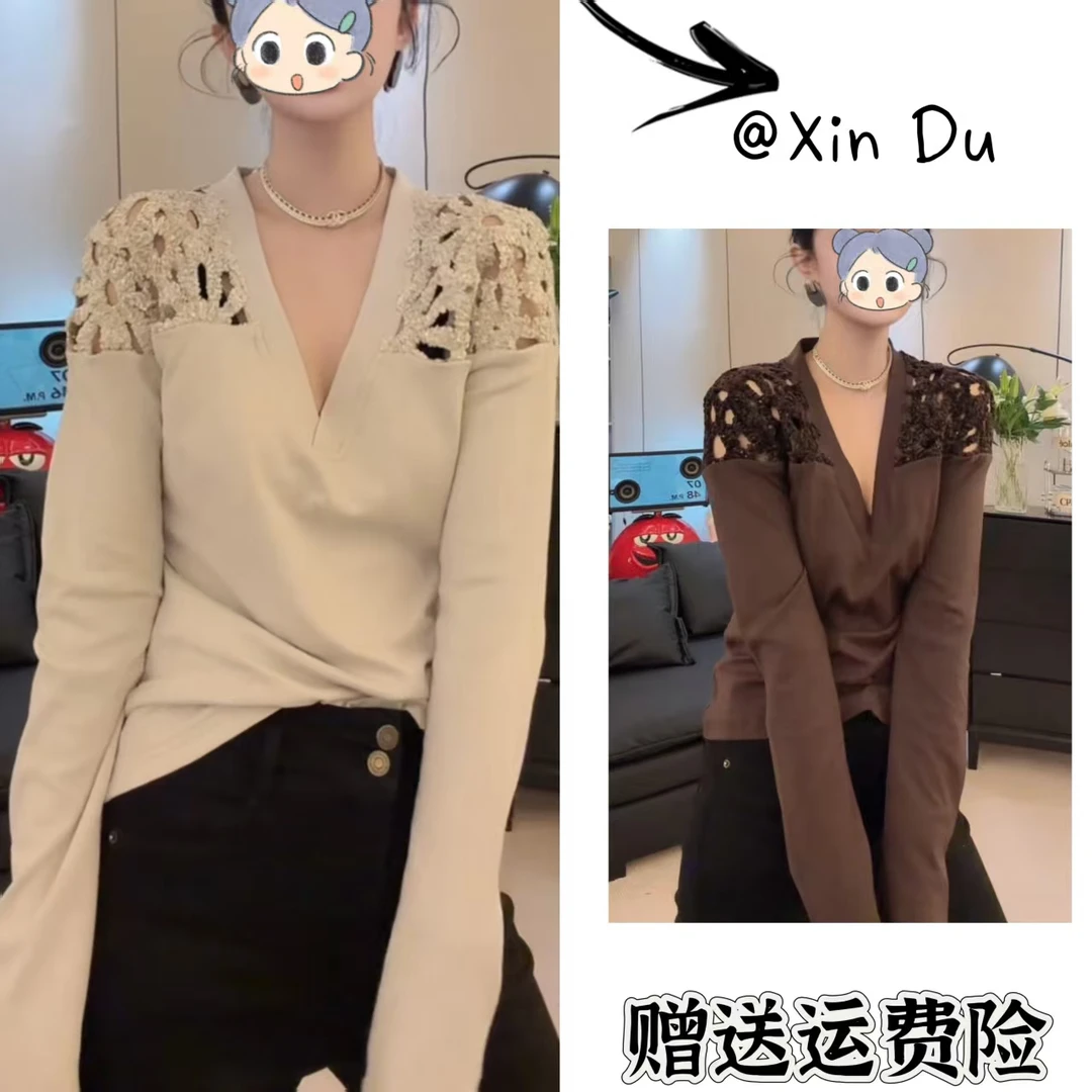 2025秋季新款时尚显瘦气质女士网红洋气打底衫百搭款D23694