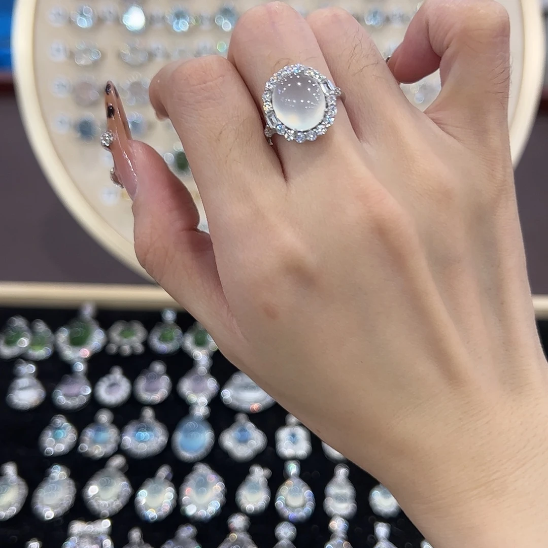 蛇纹石玉银S925镶嵌戒指