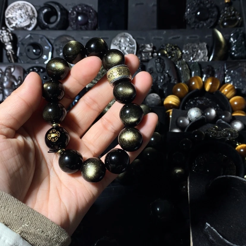 【闪购商品】黑曜岩手串未镶嵌酸***奶