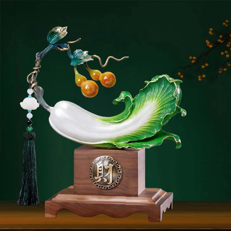 百财如意摆件铜白菜招财公司店铺开业礼物乔迁客厅酒柜玄关装饰品