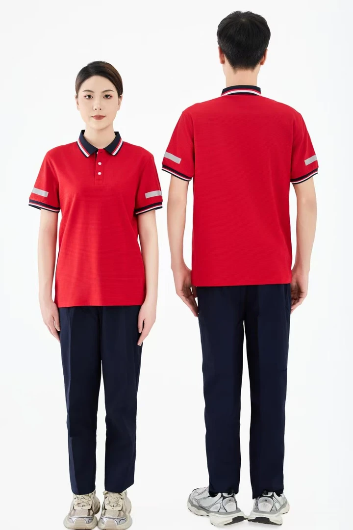 中国石化新款夏季工作服短袖加油气站石油防静电定制能源T恤上衣