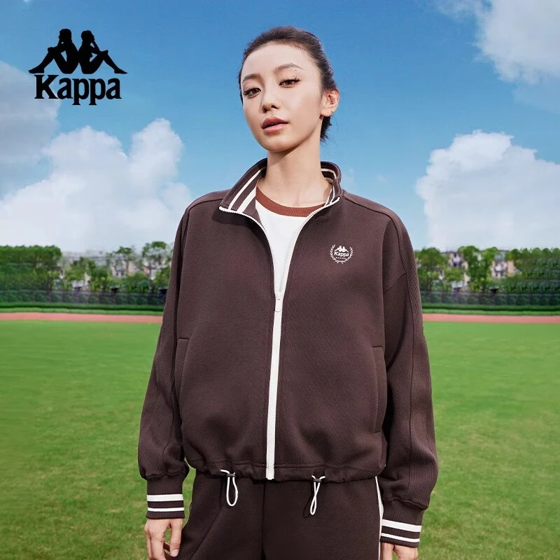 卡帕（Kappa）背靠背24春秋针织开衫女卫衣复古运动外套K0E62WK01