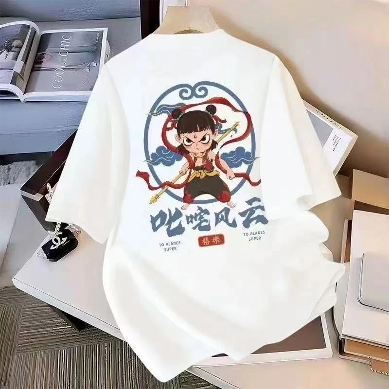 【倩倩专属】96626宽松慵懒风哪吒印花短袖