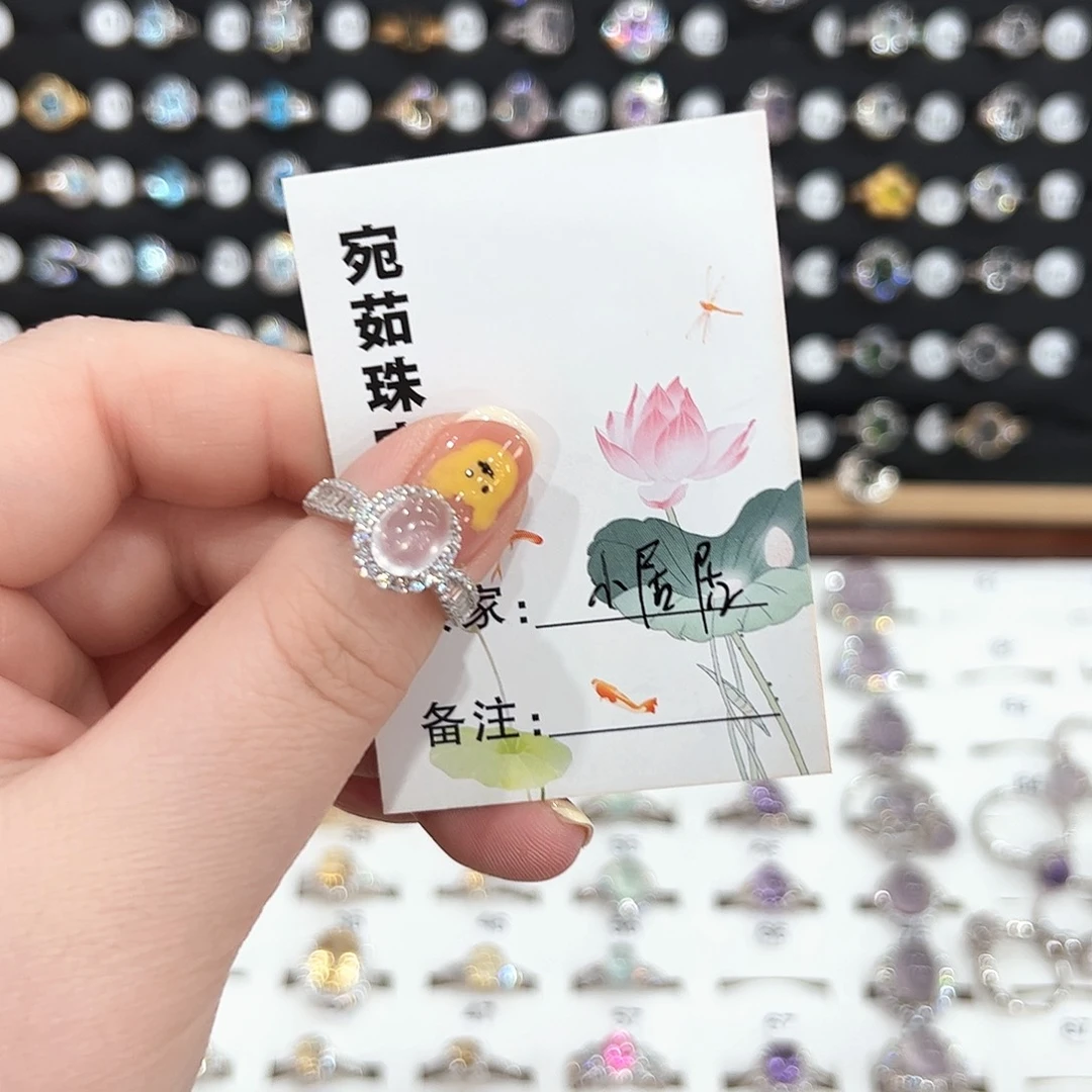 水晶戒指银S925镶嵌小**.戒指