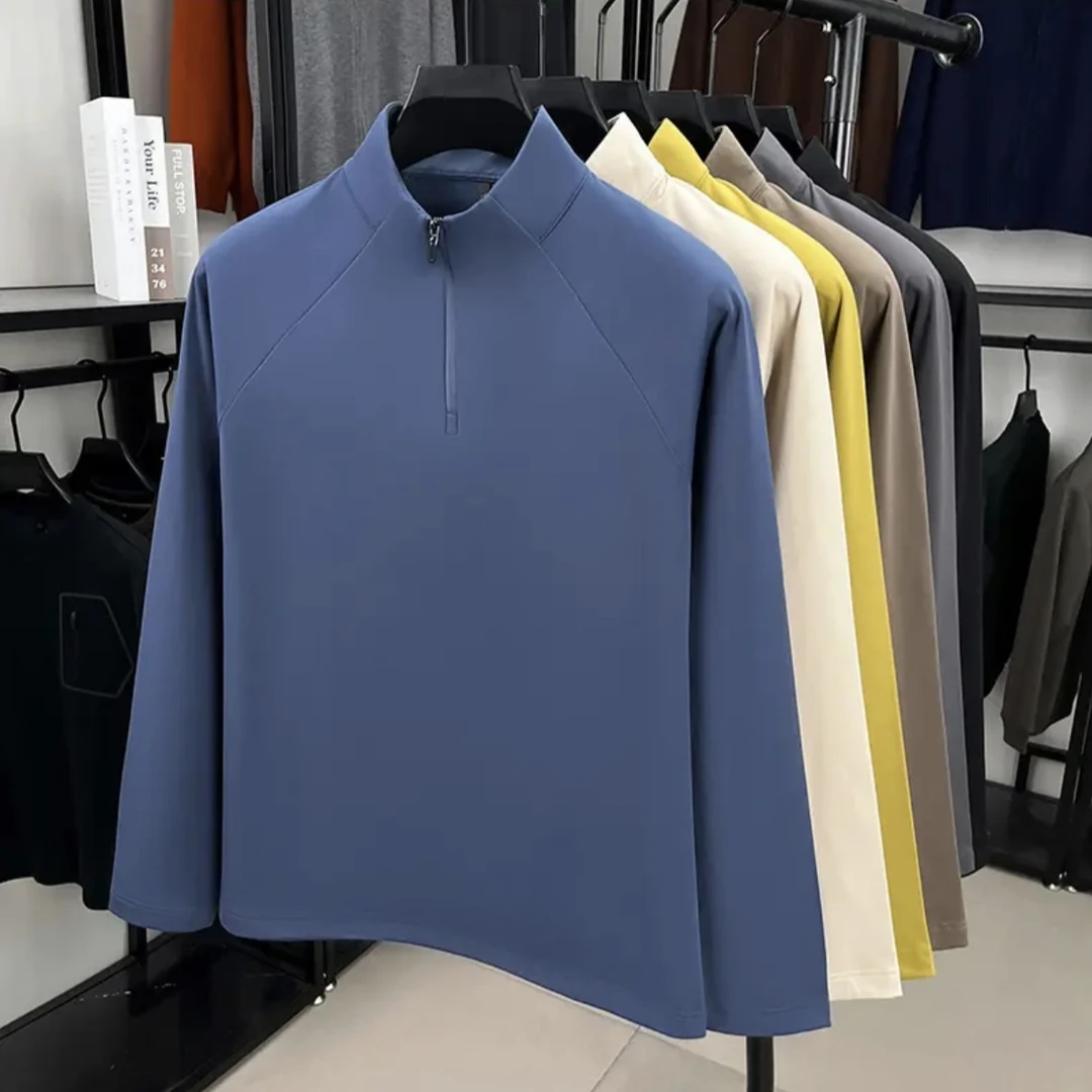 秋冬新款韩版加厚磨毛半拉链立领卫衣男帅气舒适保暖休闲打底上衣