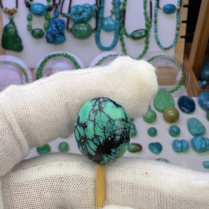 菜籽绿网花扁珠15.2mm兰