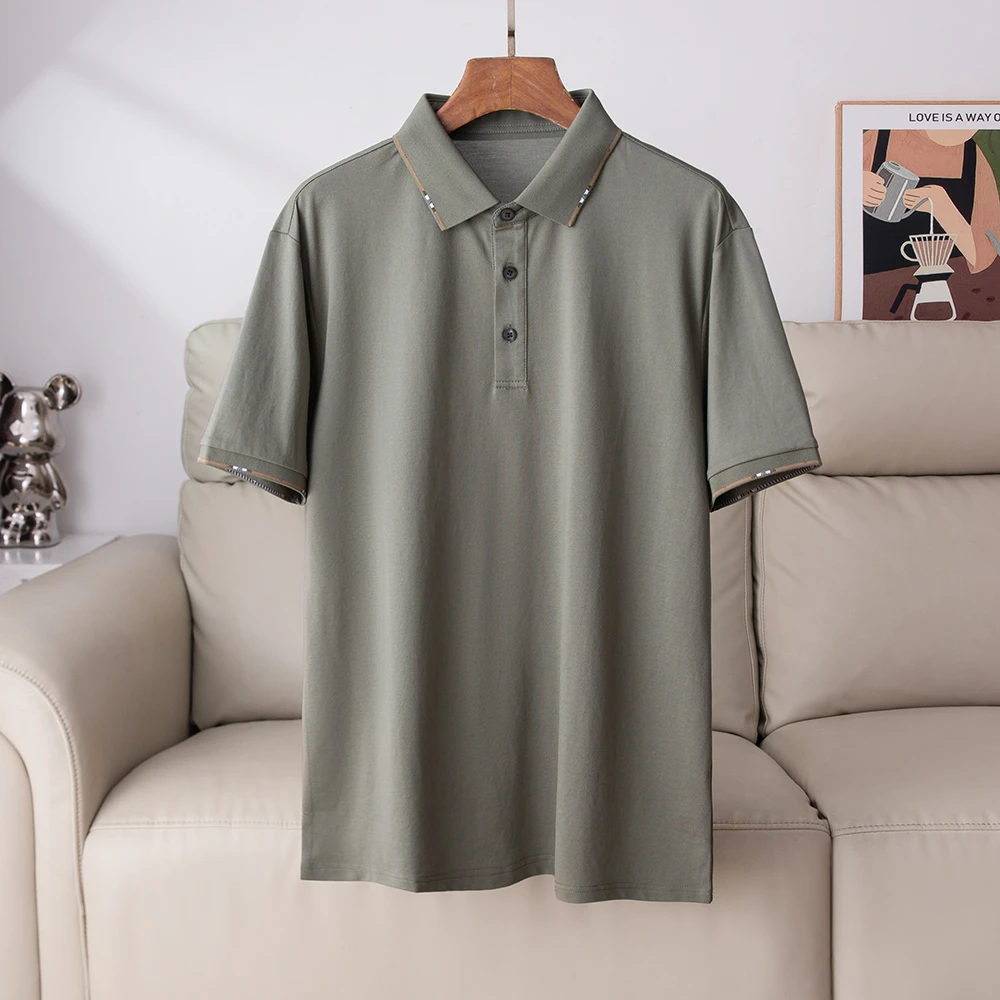 R082撤柜款！桑蚕丝+棉！Polo衫男款夏季休闲翻领短袖t恤简约半袖潮