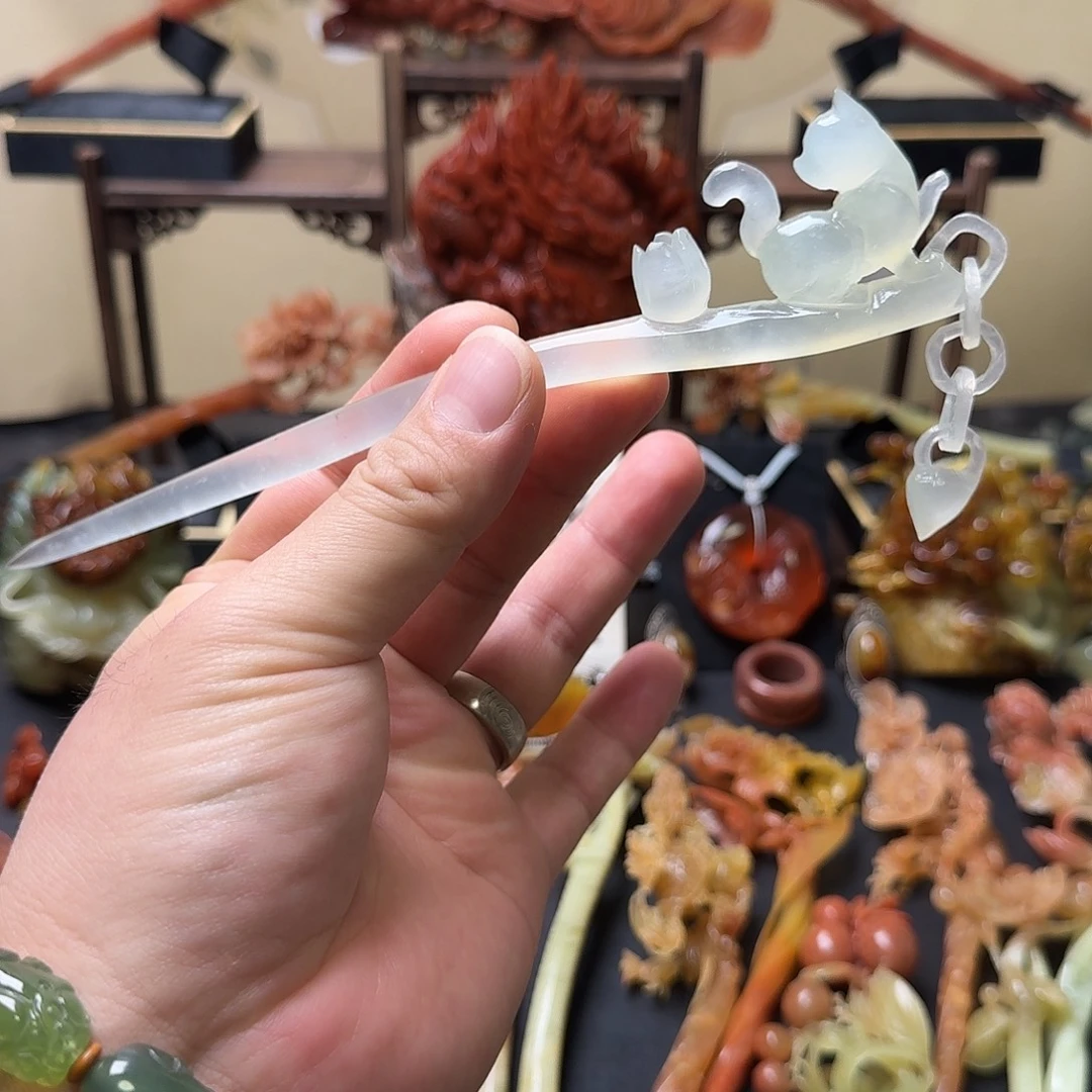 蛇纹石玉未镶嵌发饰