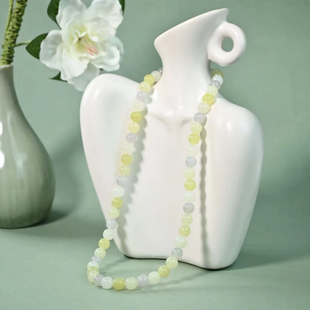 白沙设计【幻彩女神】和田玉多宝项链莫兰迪色系8mm X0112