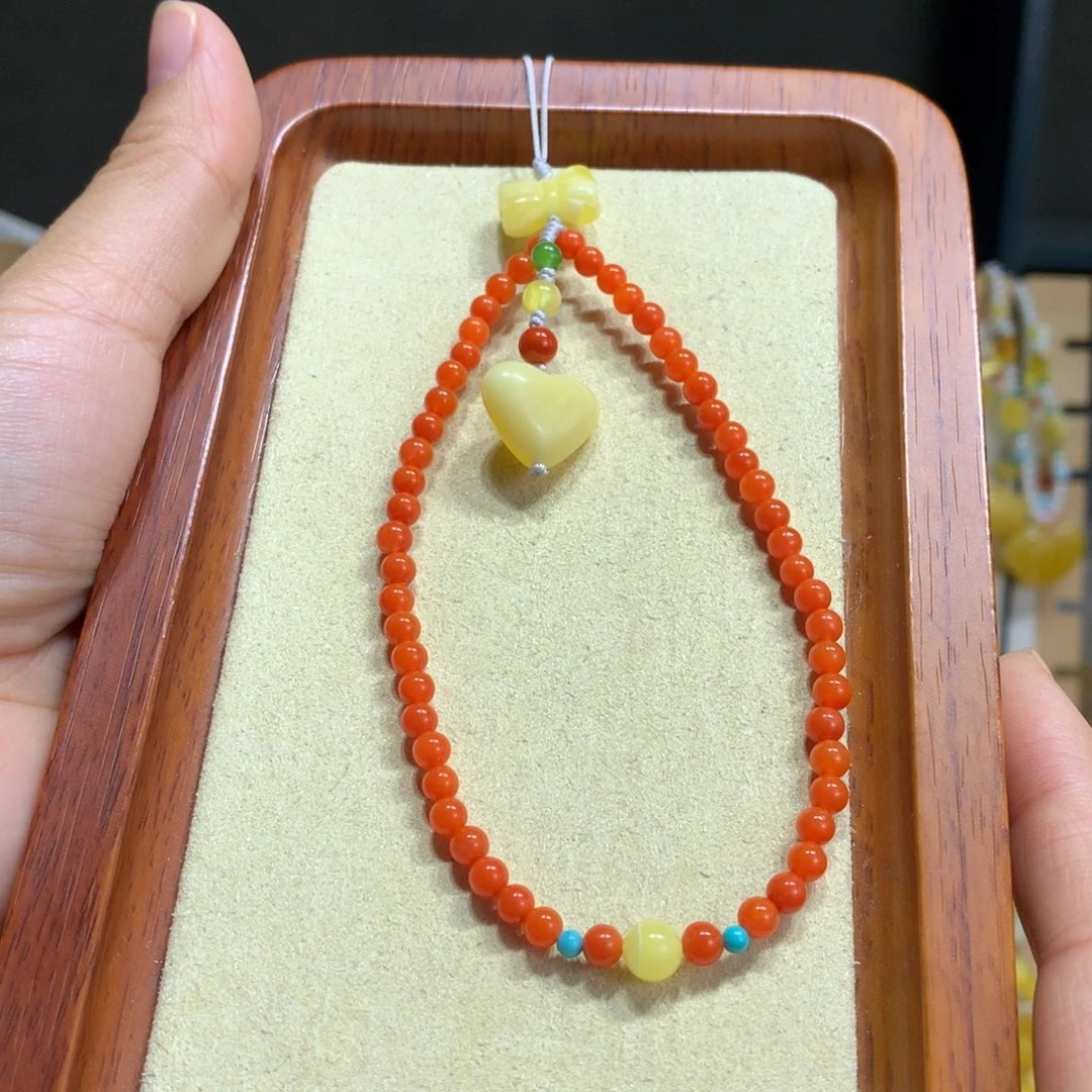 南红玛瑙手链未镶嵌手机挂4m m