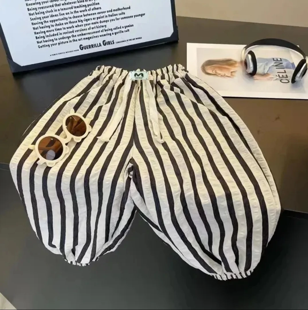 防蚊灯笼裤夏季中性松紧带百搭休闲裤时尚裤子防蚊裤童装斑马纹