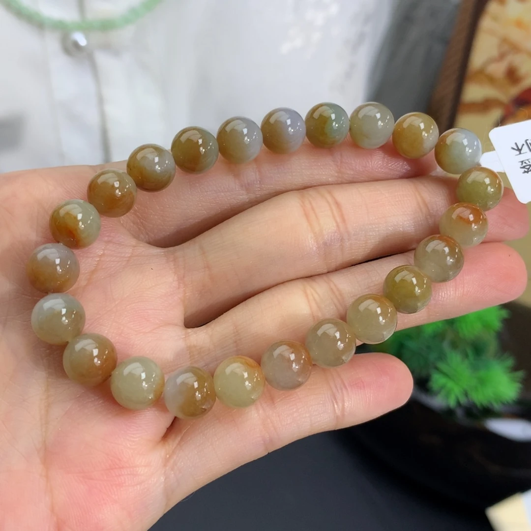 手串翡翠未镶嵌卡8胶润鸳鸯红翡手串